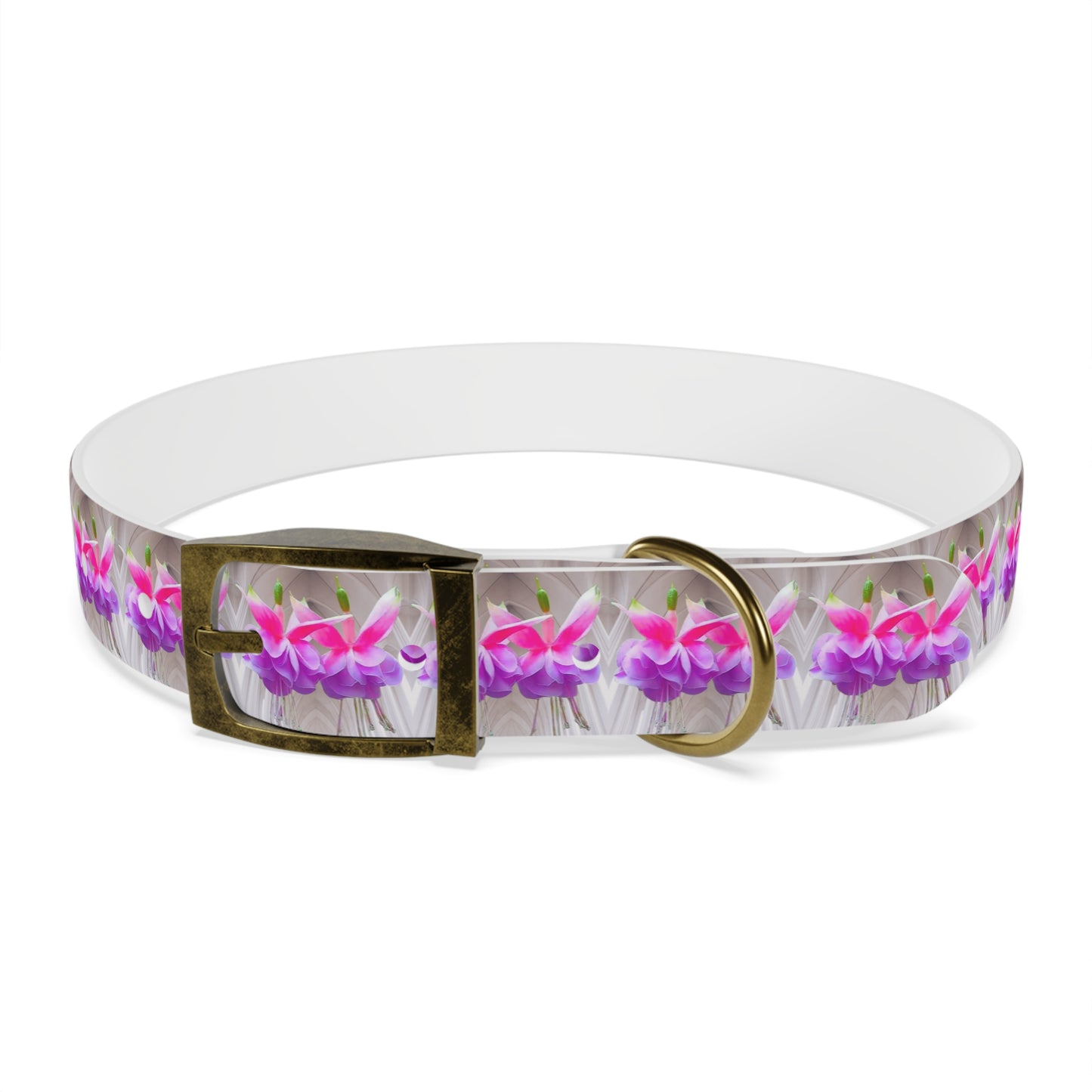 Dog Collar - Two Pink Fuchsias / Gothic, Kaleidoscope