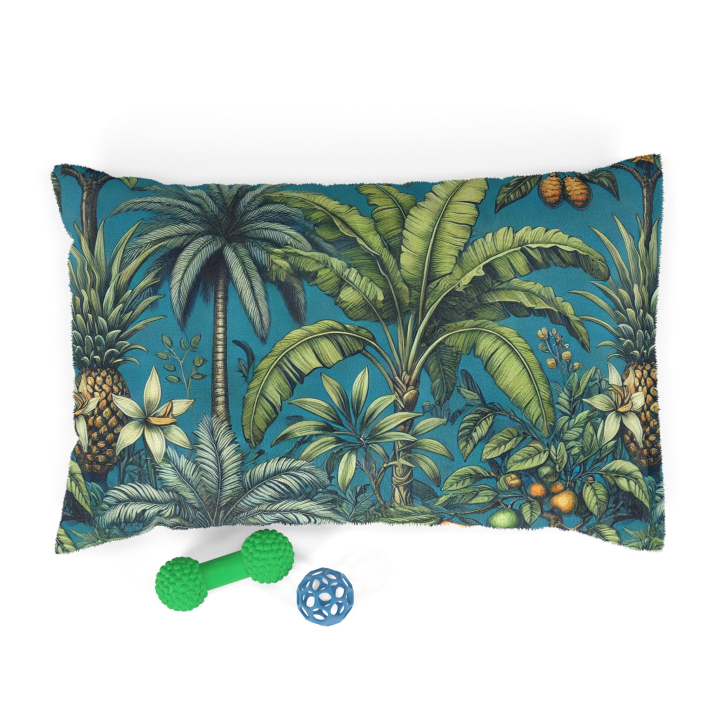 Pet Bed - Cozy and Fun Dog or Cat Bed for Beach Lovers / Tropical Fruit Blue