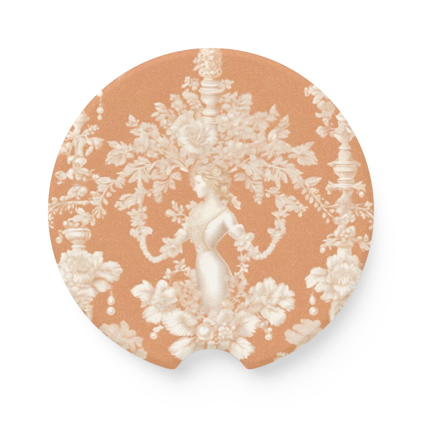 Soapstone Car Coaster - Pearl Lady Toile, melon