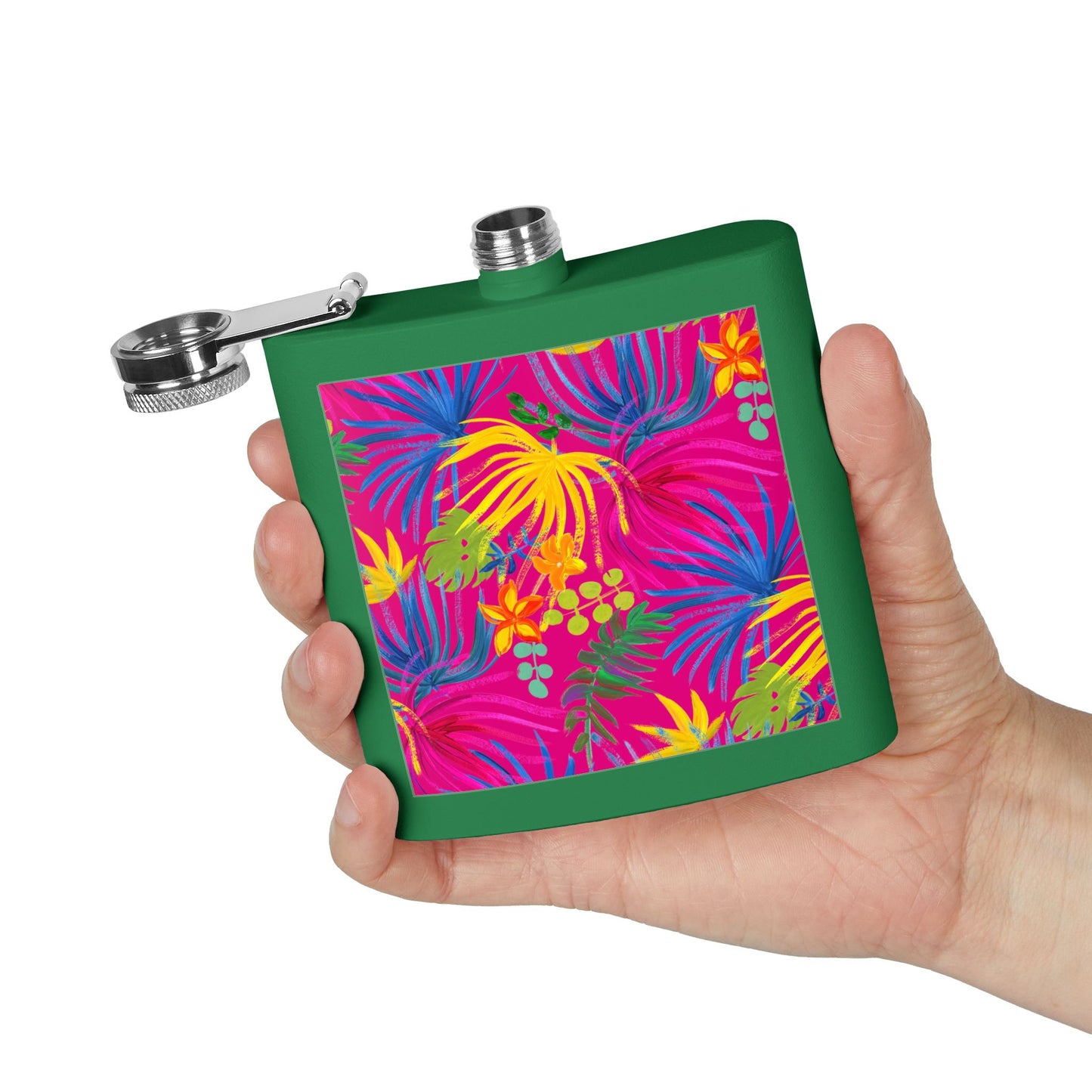 Tropical Stainless Steel 6 oz. Flask, Many Colors  – Exotic Flora