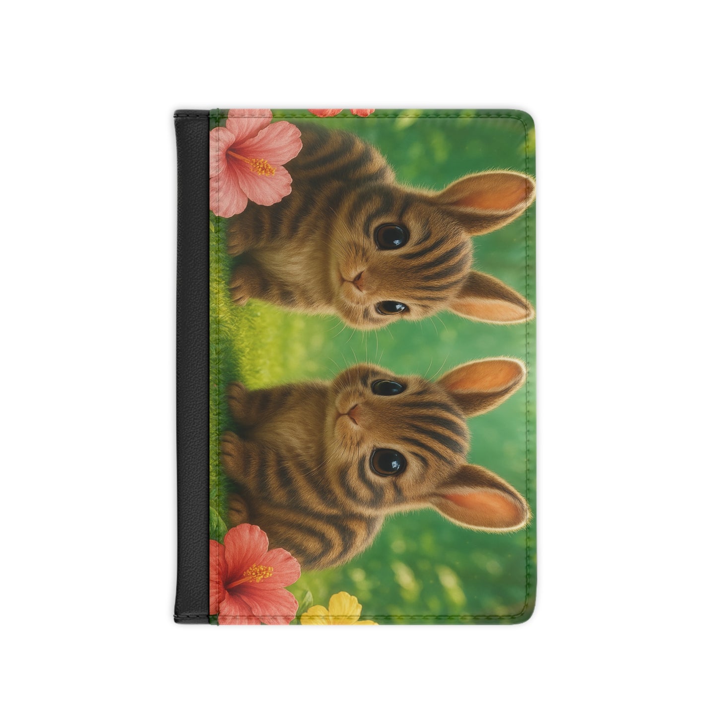 Tropical Passport Cover, Faux Leather - RFID blocking for travel security / Rainforest Sumatran Rabbits