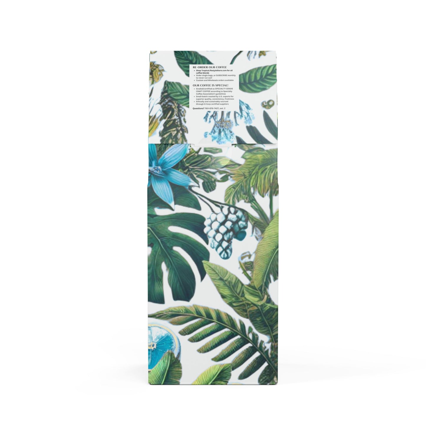Cocoa Palms Blend™ (Medium-Dark Roast) Specialty Grade Craft Coffee / Palms and More Tropical Fruit, White