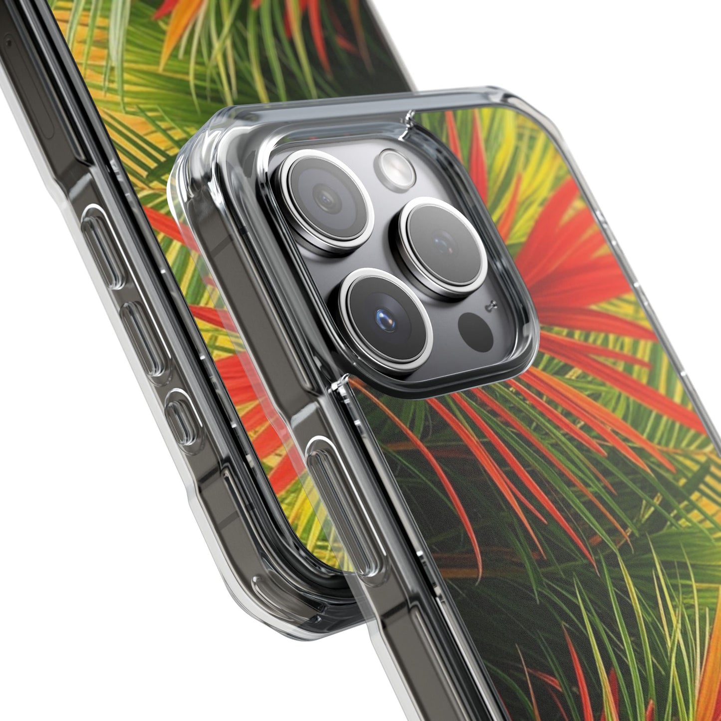 Red Flame Palm Magnetic Clear Phone Case, Many Models