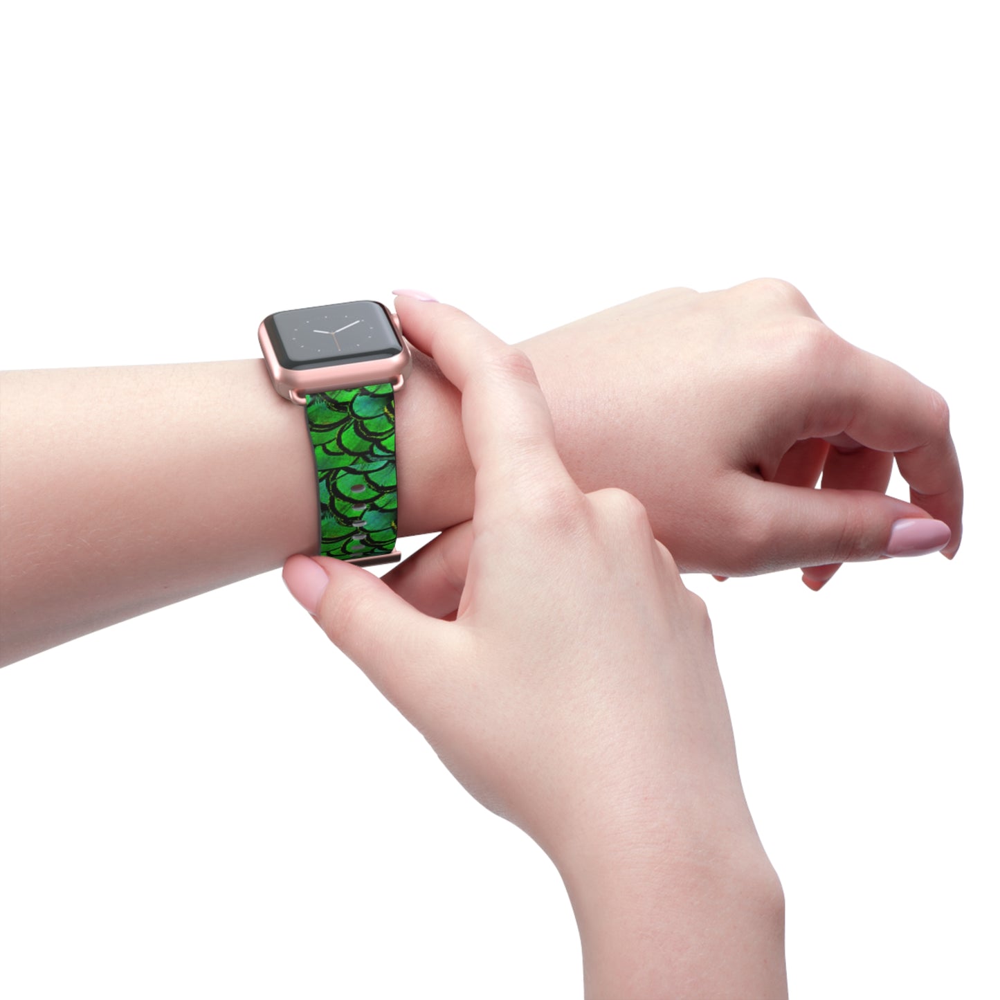 Apple Watch Band - Green Peacock Feathers