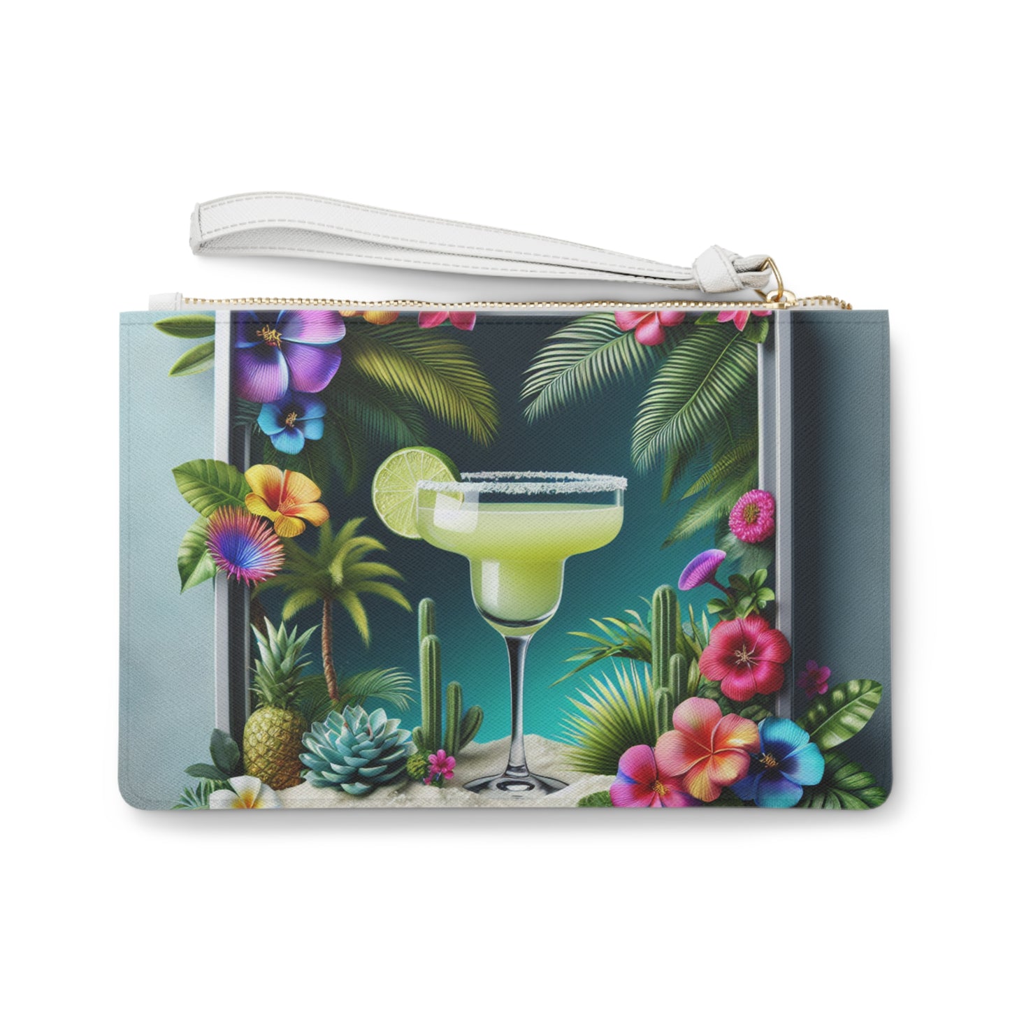 Tropical Faux Leather Clutch Bag - Perfect for Beach Adventures & Summer Vacations / Tropical Margarita