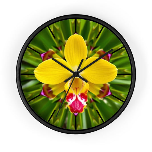 Wall Clock, Yellow Orchid Kaleidoscope, Hands/Base Variants