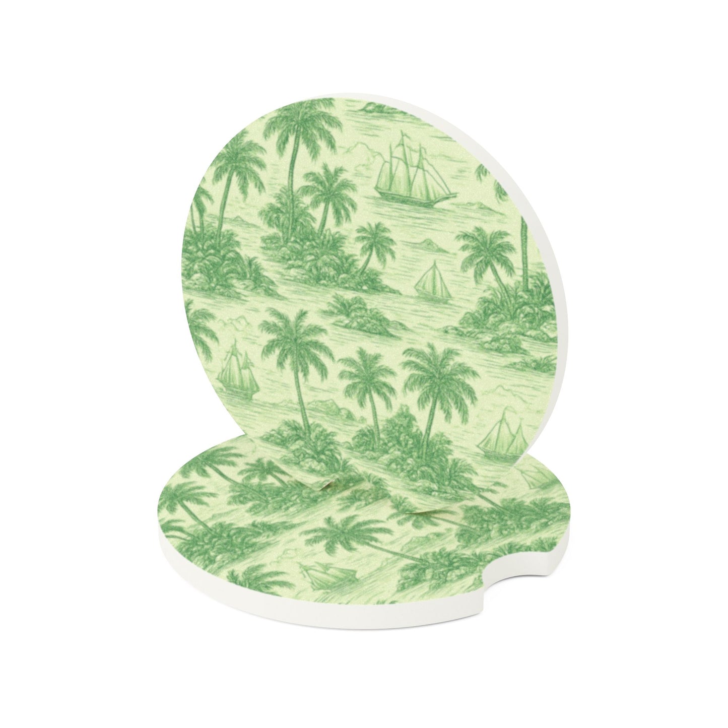 Soapstone Car Coaster - Faraway Toile/Green