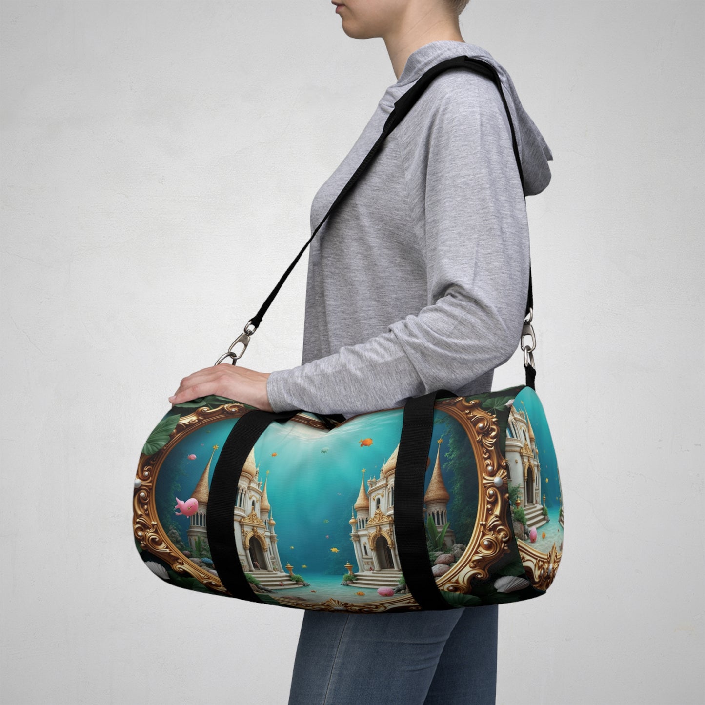 Tropical Rainforest Duffel Bag - Perfect for Travel and Gym / Framed Mermaid Palace, Libyan Sea