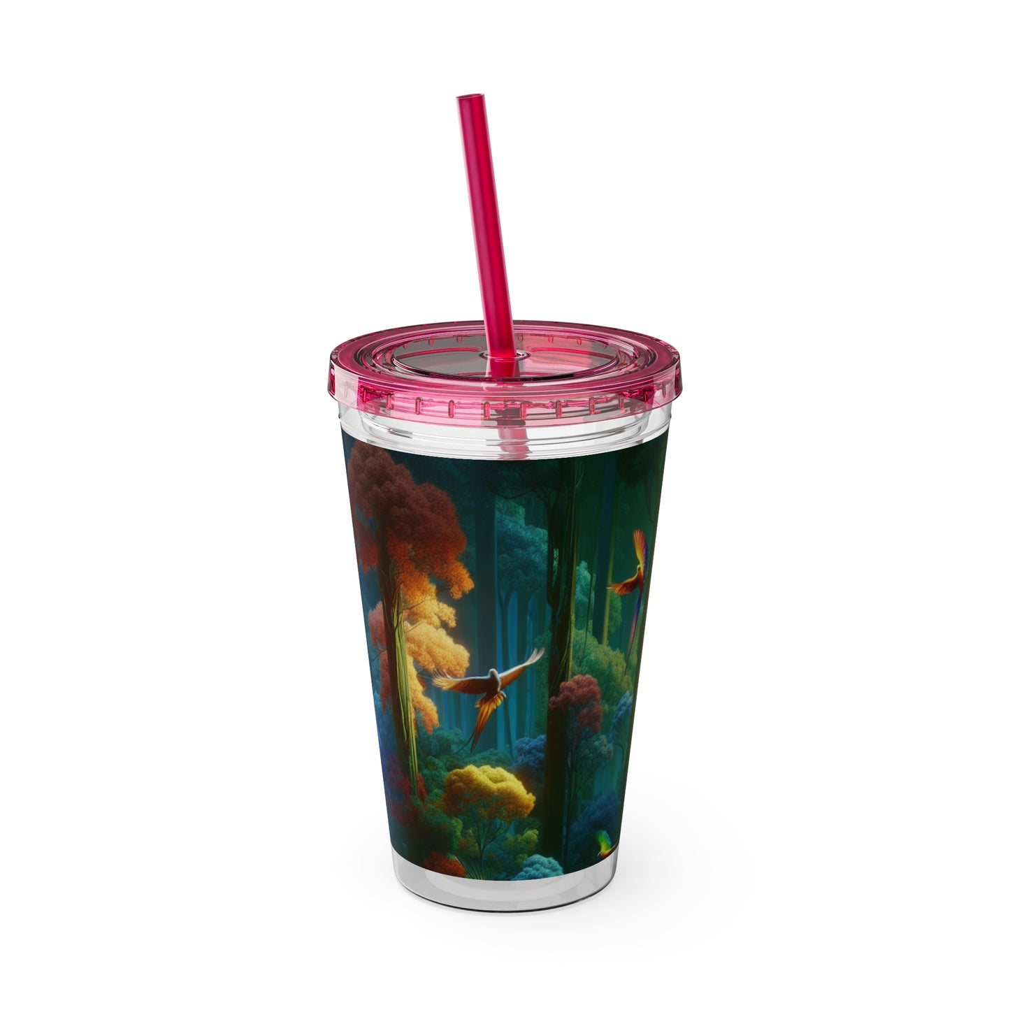 Tropical Tumbler with Straw | 16oz Colorful Travel Cup / Flight School