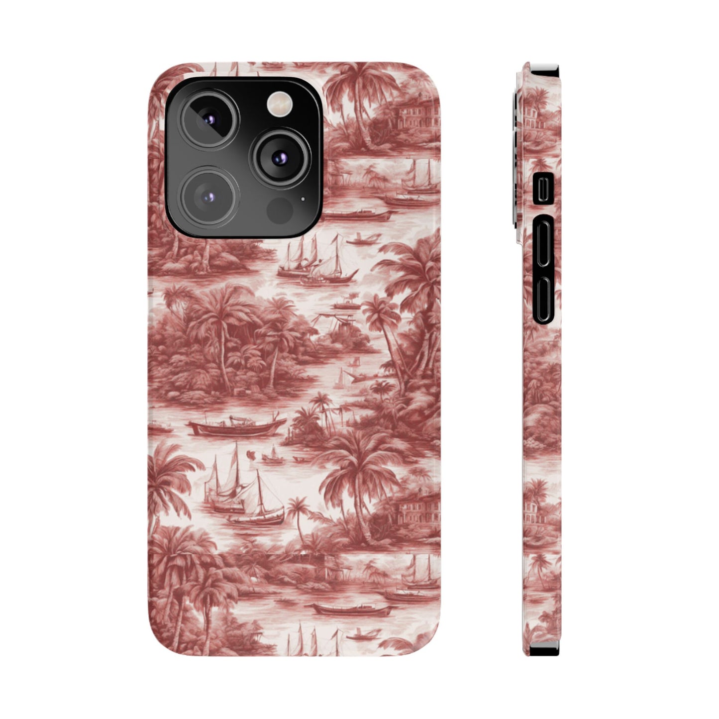 Slim Phone Cases - Tropical Toile #1, russet