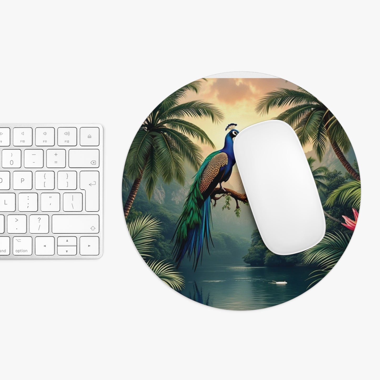 Tropical Mouse Pad, 2 Shapes - Peacock Vibes for Home Office & Gamer / Guardian of the Rainforest