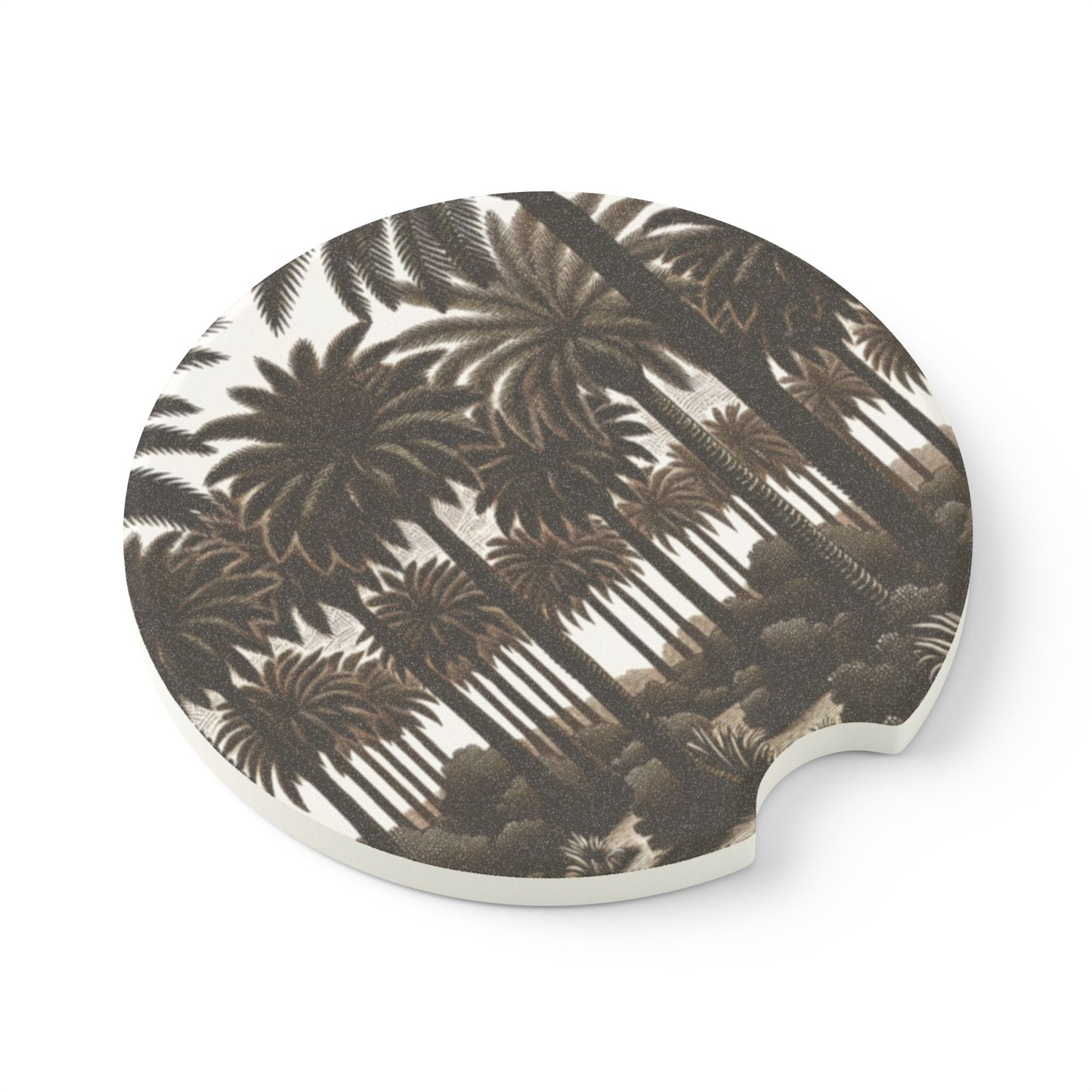 Soapstone Car Coaster - Woodcut Palm Grove