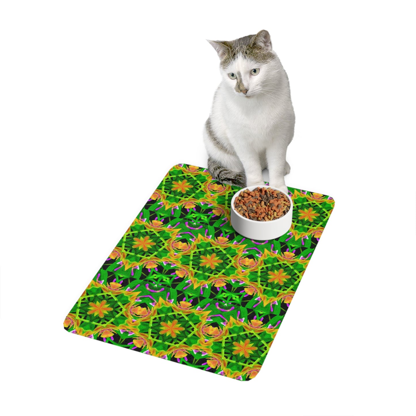 Pet Food Mat (12x18), Orchid Keleidoscope #2