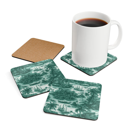 Coaster Set - Tropical Toile #1, Evergreen