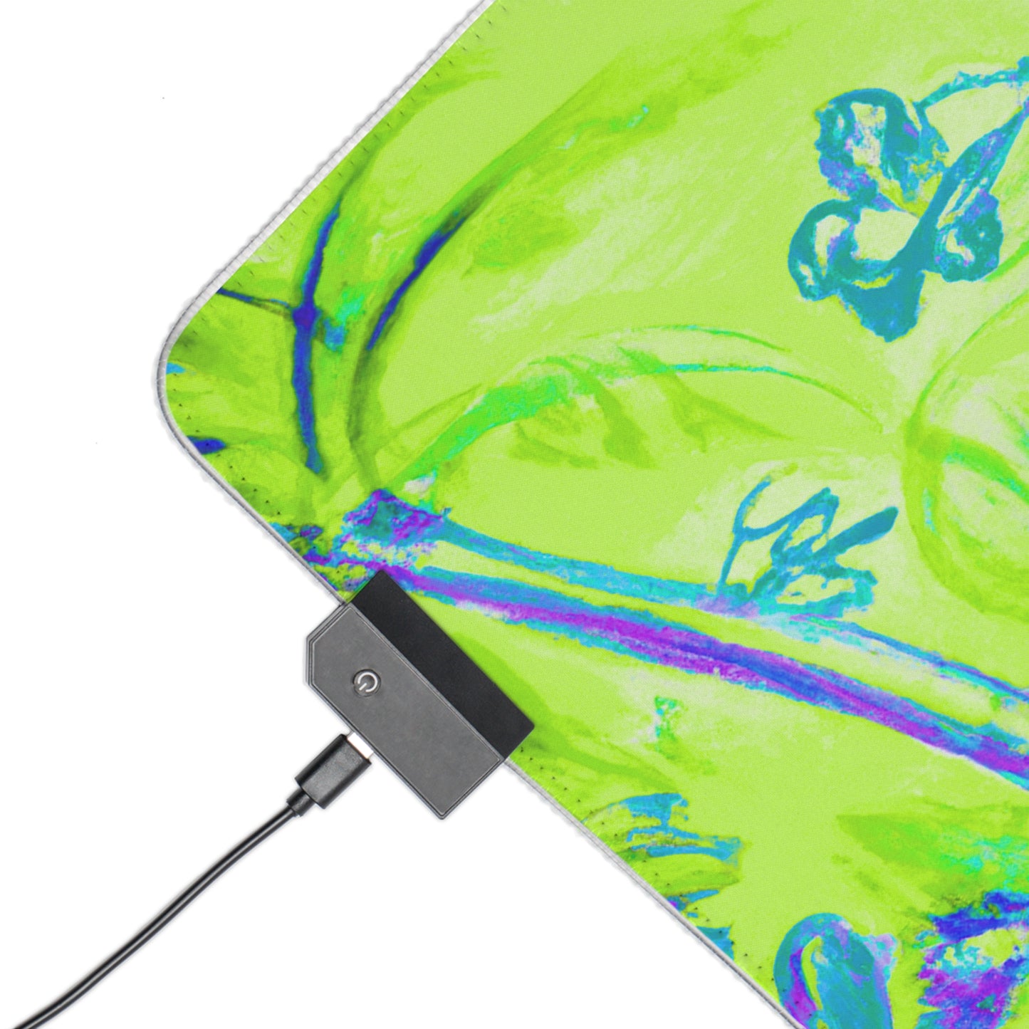 LED Gaming Mouse Pad With Vibrant RGB Lighting, 4 Sizes / Tropical Doodles, Lime
