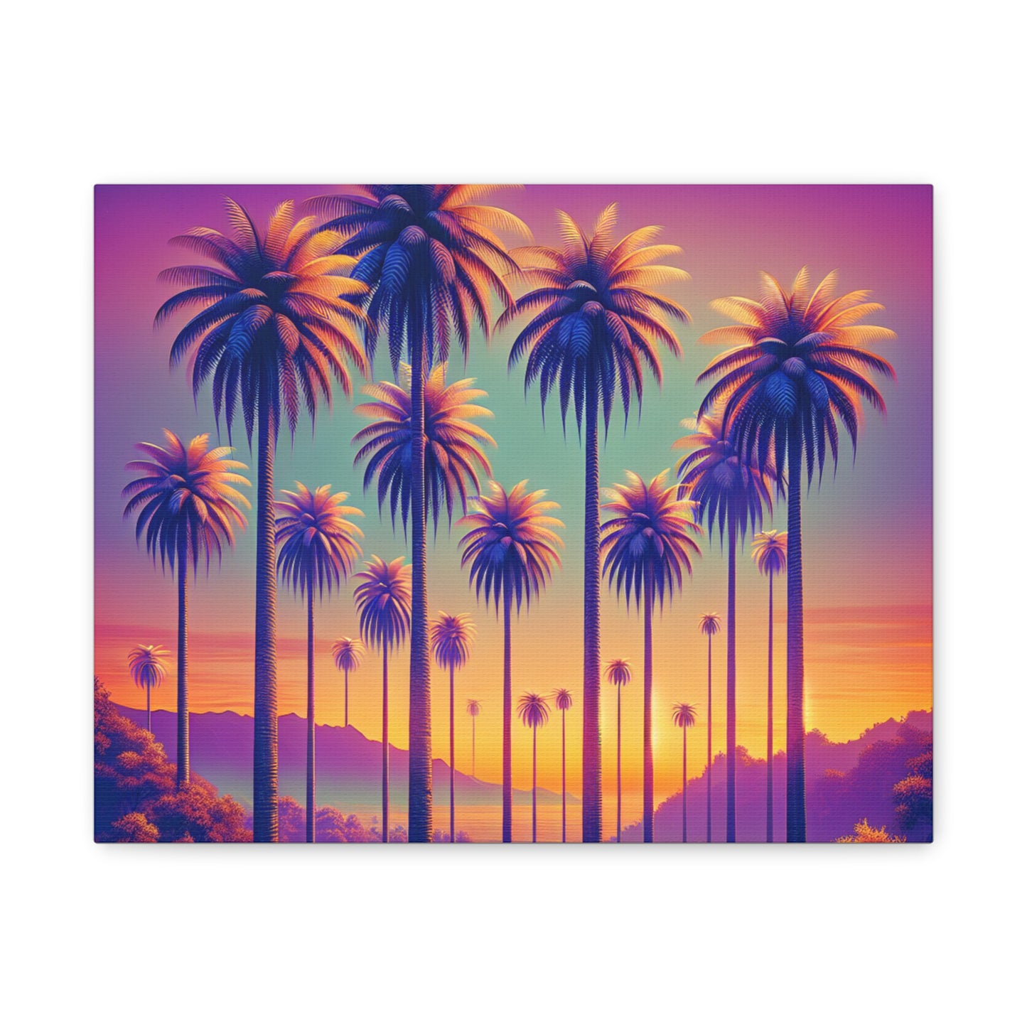 Matte Canvas, Stretched, Various Sizes / Sunset Palms