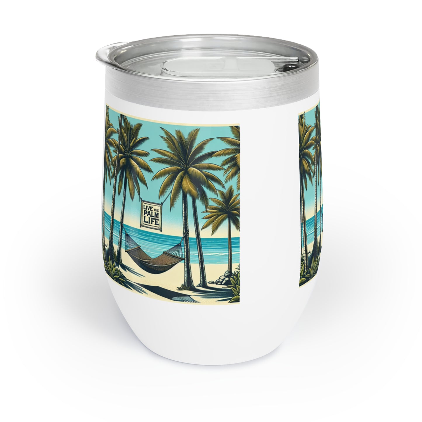 Chill Wine Tumbler, Hammock on the Beach, Teal