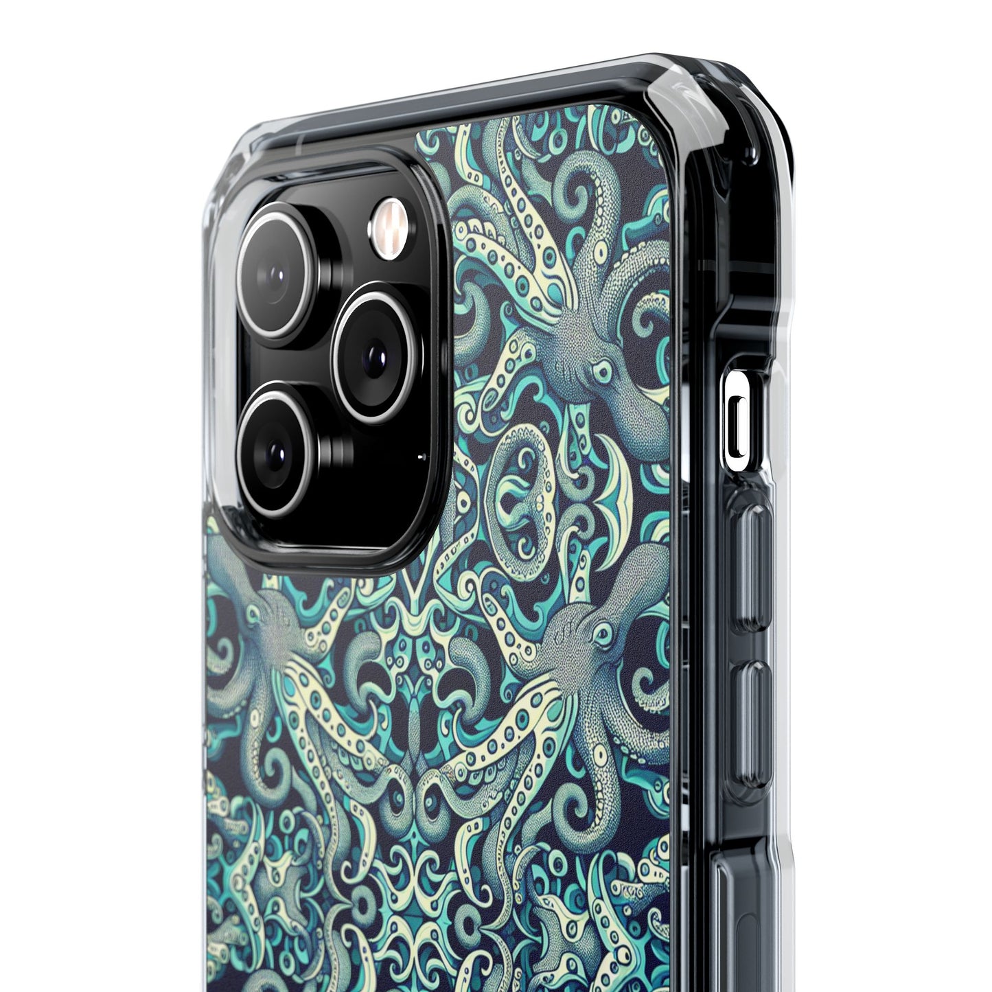 Twisted Aqua Octopus Magnetic Clear Phone Case, Many Models
