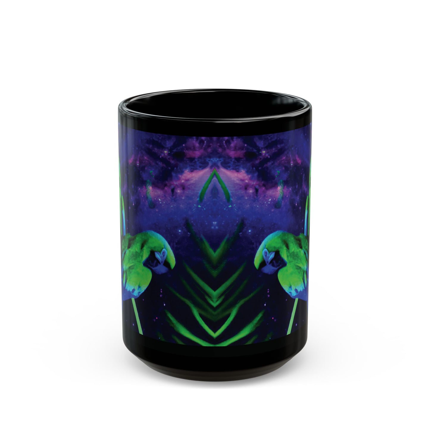 Black Coffee Mug - Galactic Parrot, 2 Sides
