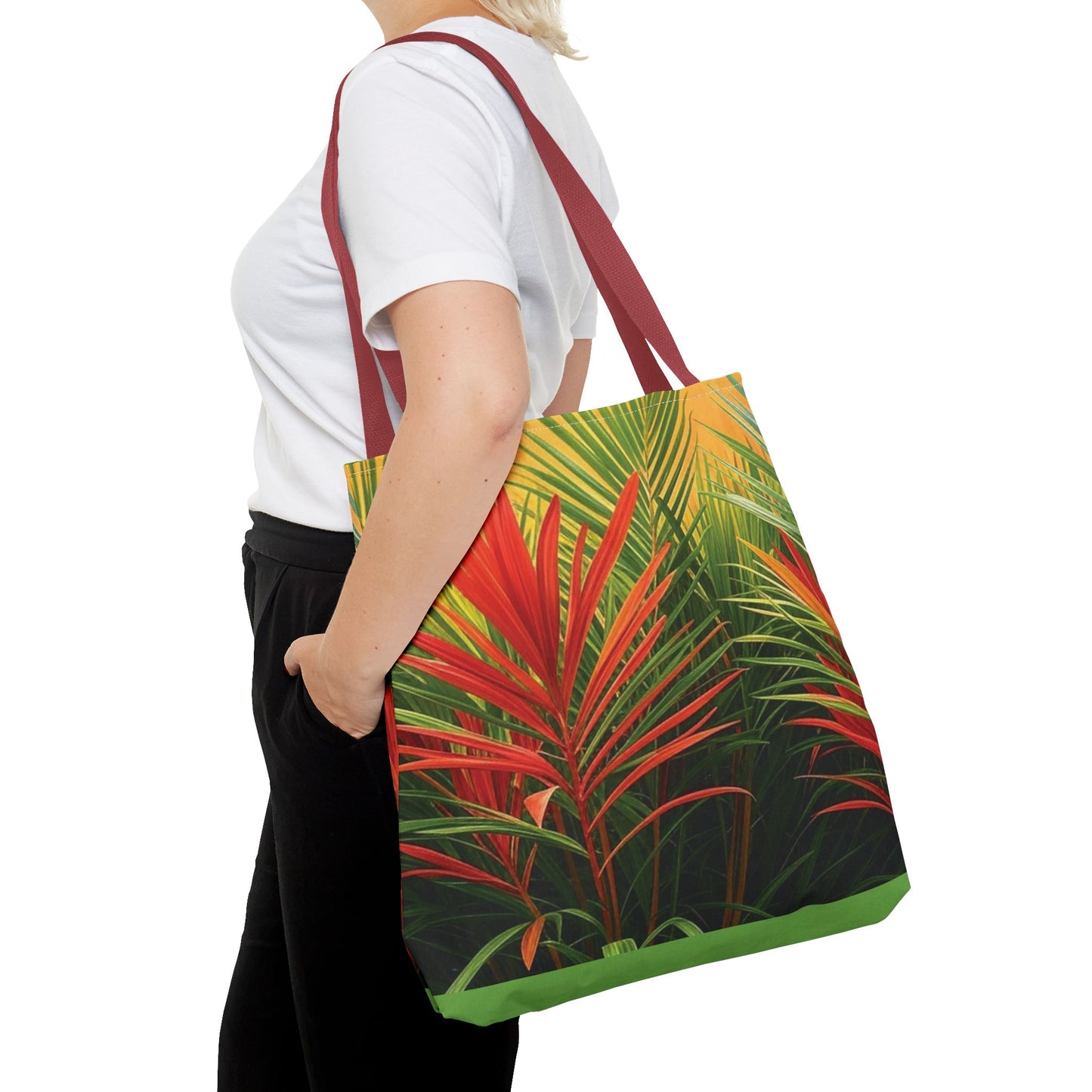Red Flame Palm Tote Bag - 3 Sizes