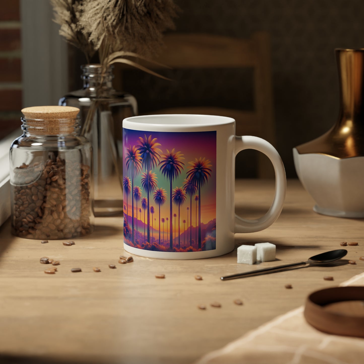 Jumbo Mug, 20oz, Sunset Palms | Tropical Coffee Cup