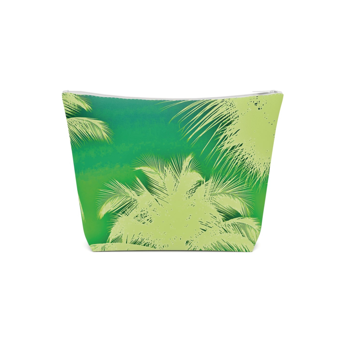 Tropical Cotton Cosmetic Bag, Makeup Pouch, 5 Sizes / Palm Glow, Green