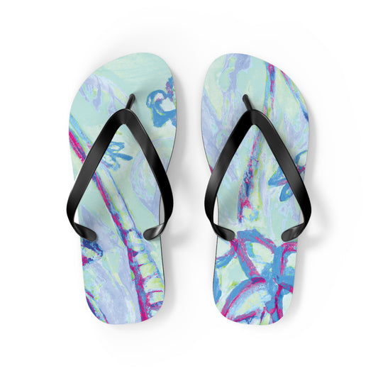 Flip Flops - Tropical Doodles/Blue