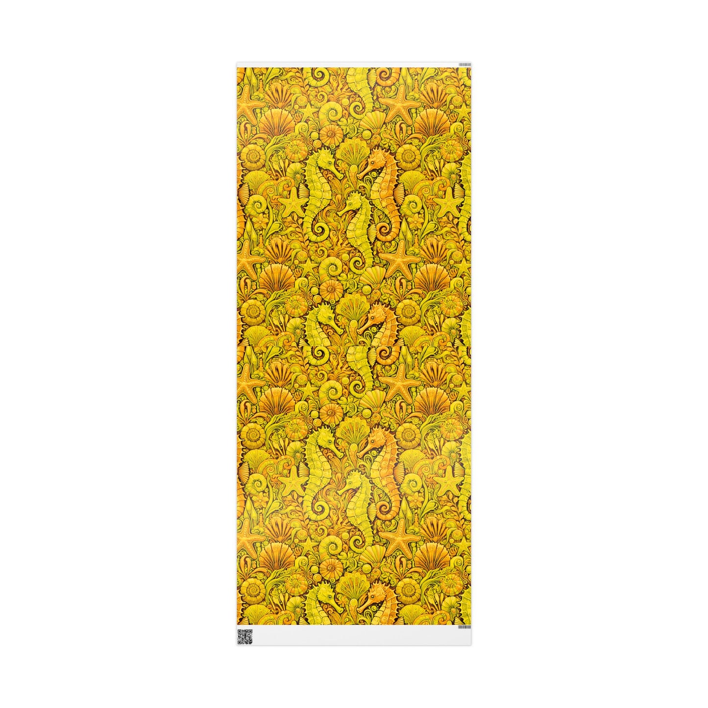 Wrapping Paper - Tropical Gift Wrap for All Occasions, 3 Sizes/2 Finishes / Seahorses, Yellow