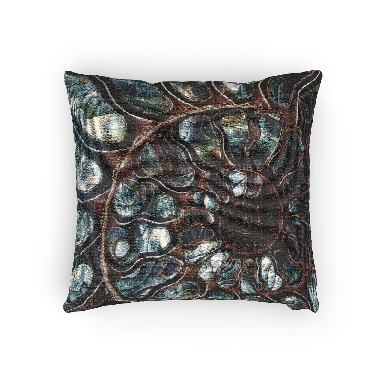 Woven Pillow, 17"W x 18"L ~ Ammonite and Abalone
