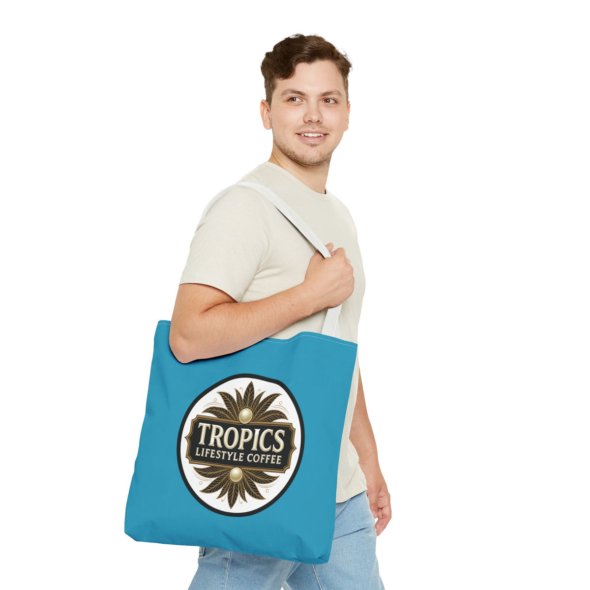 Tropics Lifestyle Coffee Tote Bag - 3 Sizes / Turquoise