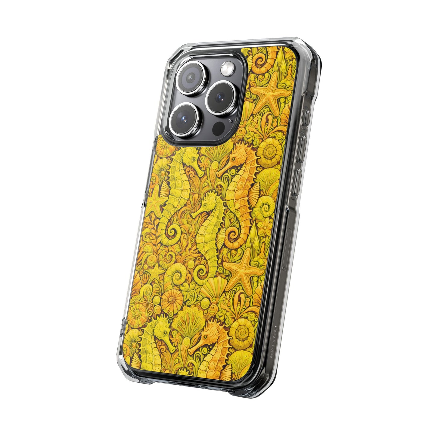 Seahorses/Yellow Magnetic Clear Phone Case, Many Models