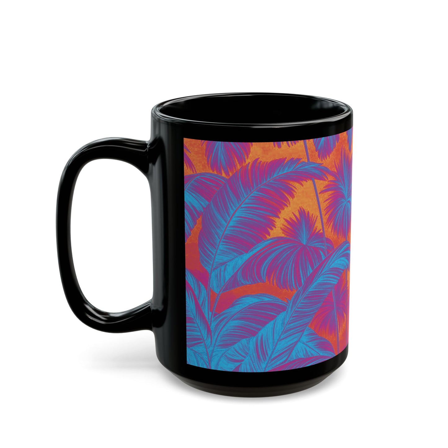 Black Coffee Mug - Palm Serenity, Heatwave