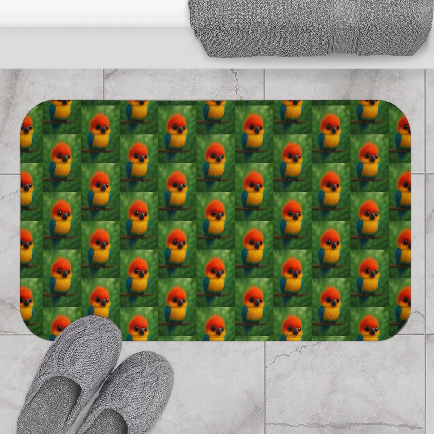 Baby Parrots Bath Mat, 2 Sizes - Tropical Vibes for Home Decor