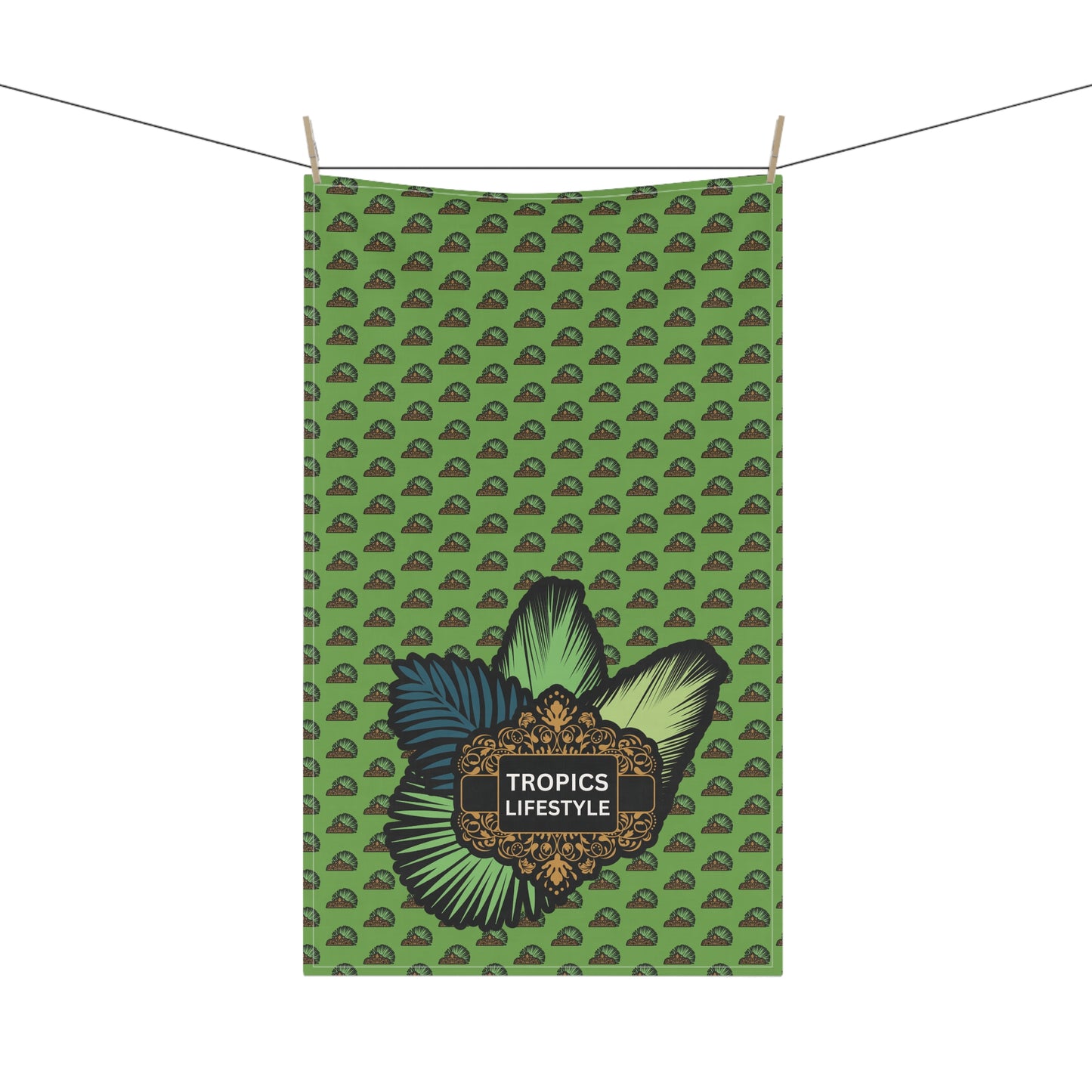 Tea Towels (cotton, poly), Tropics Lifestyle Deco Plant Logo, Micros Green