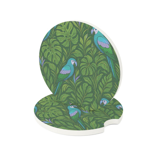 Soapstone Car Coaster - Parrot Familiy/Blue