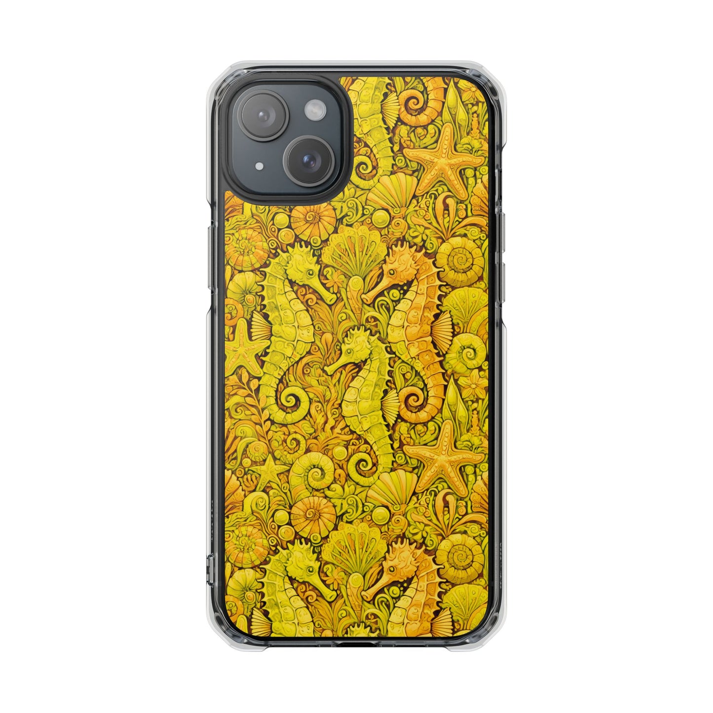 Seahorses/Yellow Magnetic Clear Phone Case, Many Models