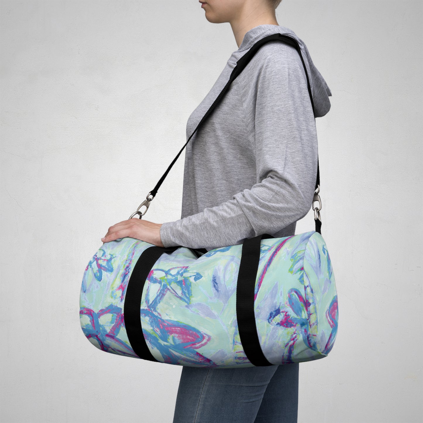Tropical Rainforest Duffel Bag - Perfect for Travel and Gym / Tropical Doodles, Blue