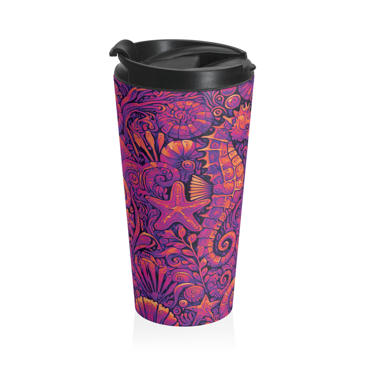 Copy of 15 oz. Stainless Steel Travel Mug / Deco Seahorses Heatwave