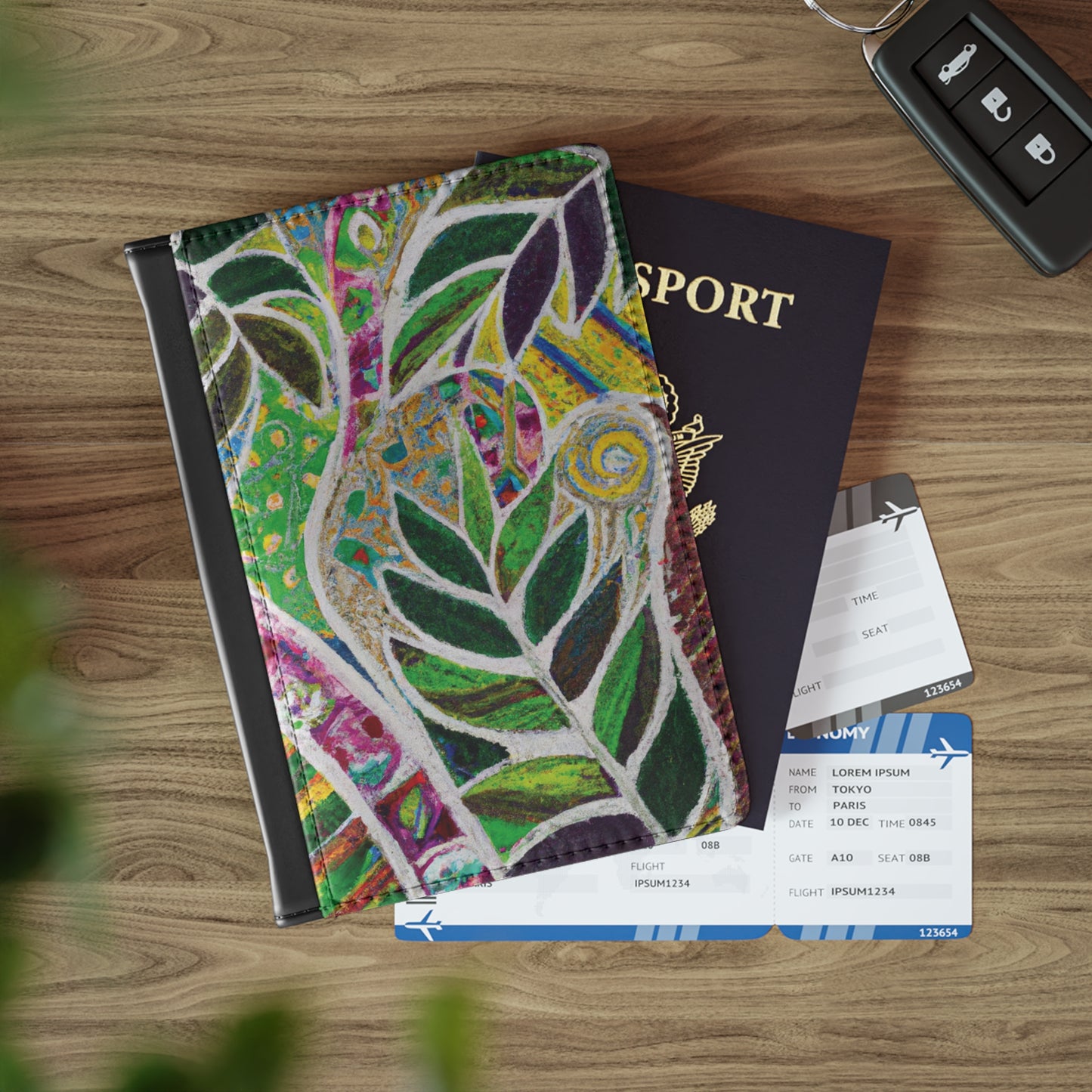 Tropical Passport Cover, Faux Leather - RFID blocking for travel security / Amazon Whimsy