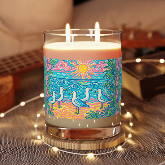 Tropical Beach Seagulls Scented Candle - 11oz Full Glass, Tropical Decor