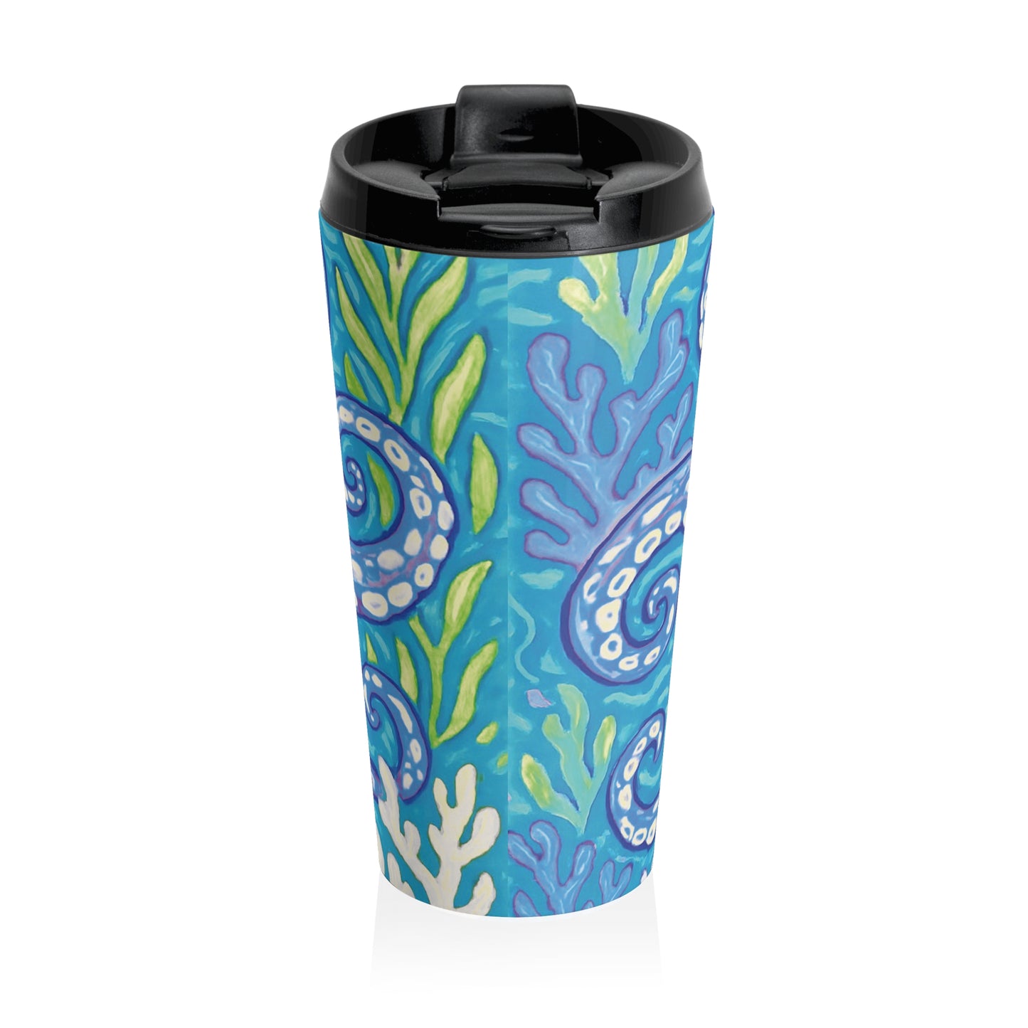 15 oz. Stainless Steel Travel Mug / Kraken Joe Octopus, Blue