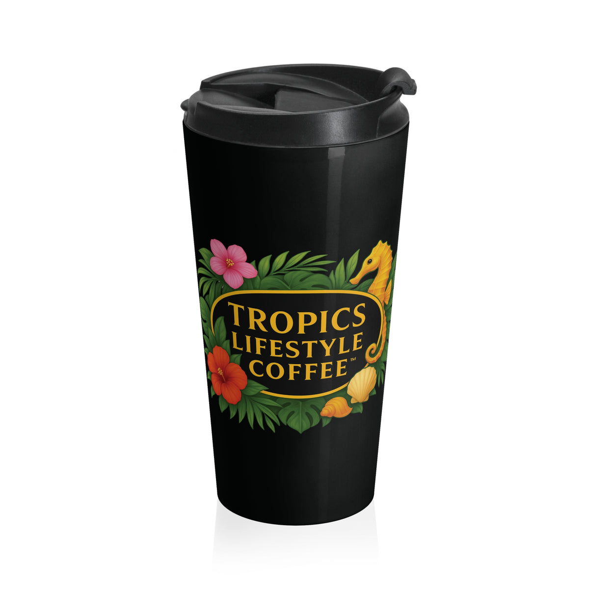15 oz. Stainless Steel Travel Mug / Seahorse TLCoffee Logo
