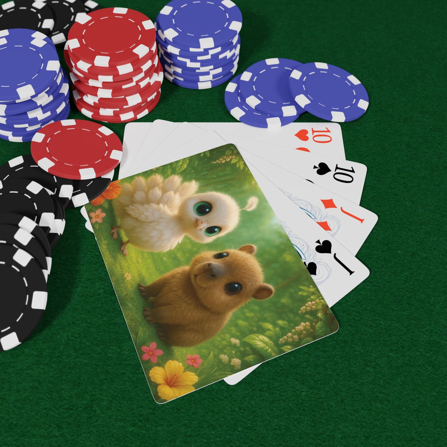 Poker Playing Cards - Baby Peacock and Baby Capybara