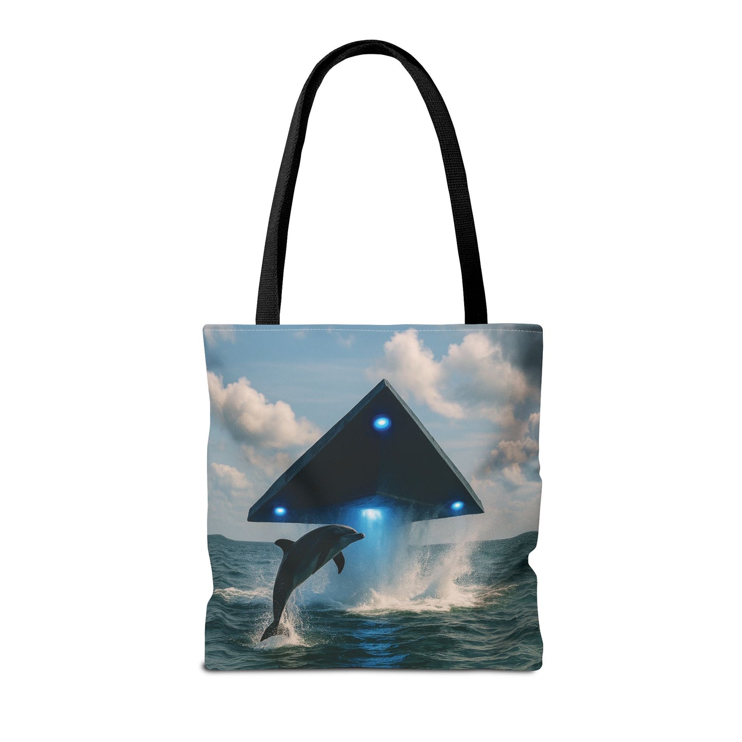 UFO and Dolphin in Ocean Tote Bag - 3 Sizes