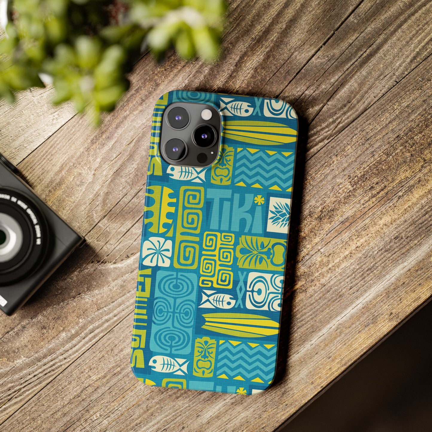 Slim Phone Cases - Tiki Poster Blue