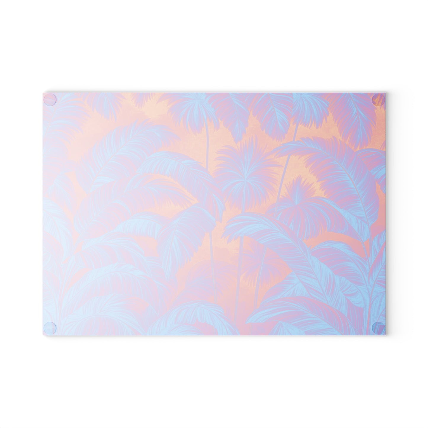 Glass Cutting Board, 2 sizes - Palm Serenity/Heatwave