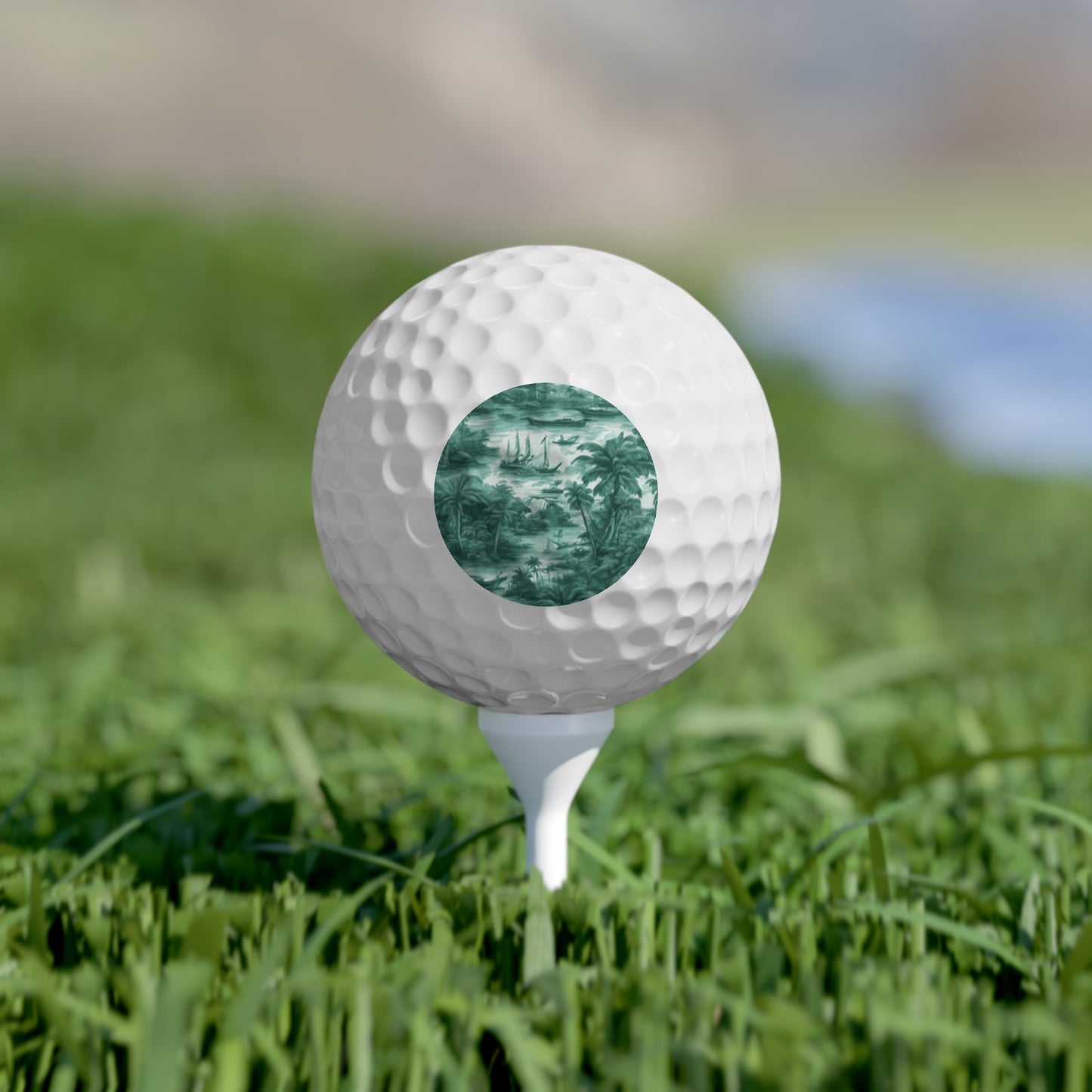 Coastal-Themed Golf Balls, 6pcs - Perfect Gift for Golf Enthusiasts / Tropical Toile, Evergreen
