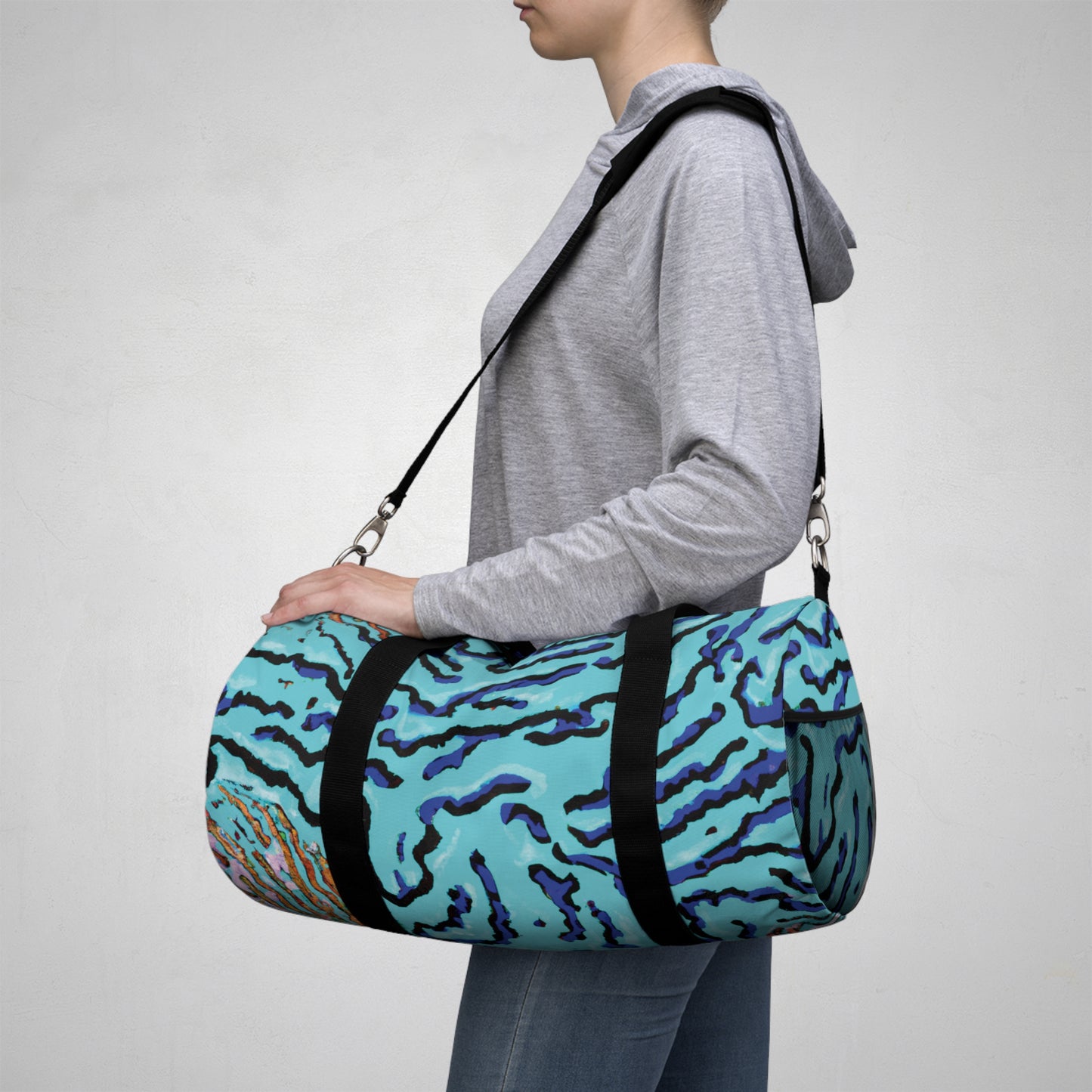 Tropical Duffel Bag - Perfect for Travel and Gym / Wild Coral, Turquoise