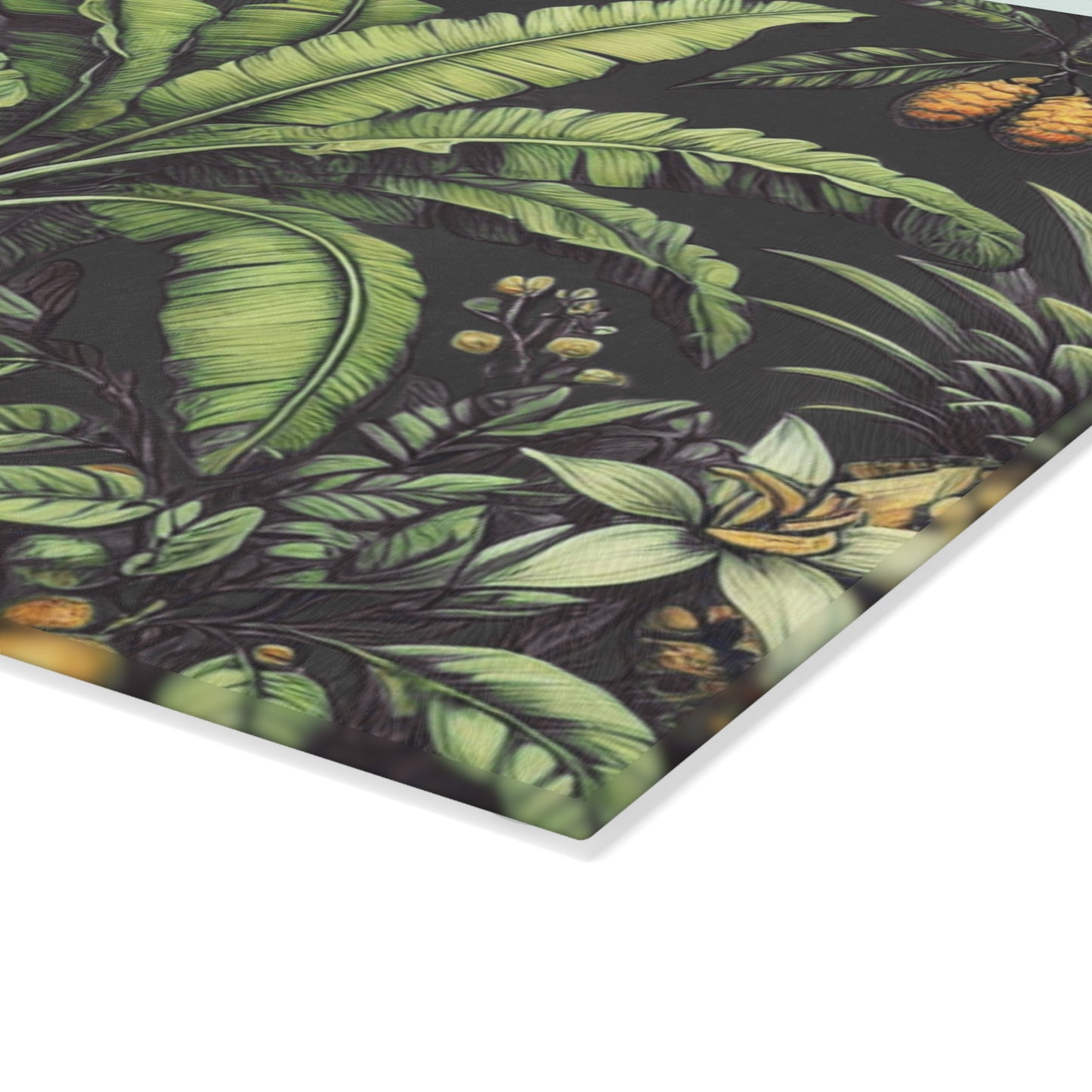 Glass Cutting Board, 2 sizes - Tropical Fruit, Black