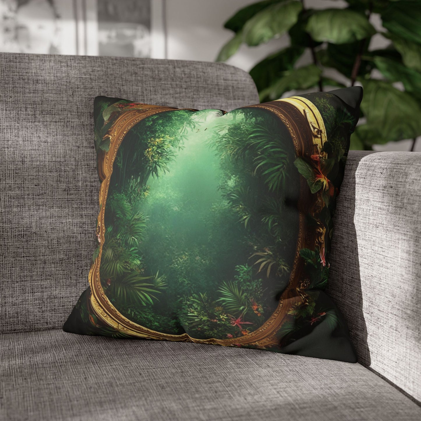 Faux Suede Square Pillowcase - Golden Portal to Paradise